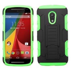 Funda Protector Motorola Moto G 2da Gen Mixto Negro Verde Pie Vertical